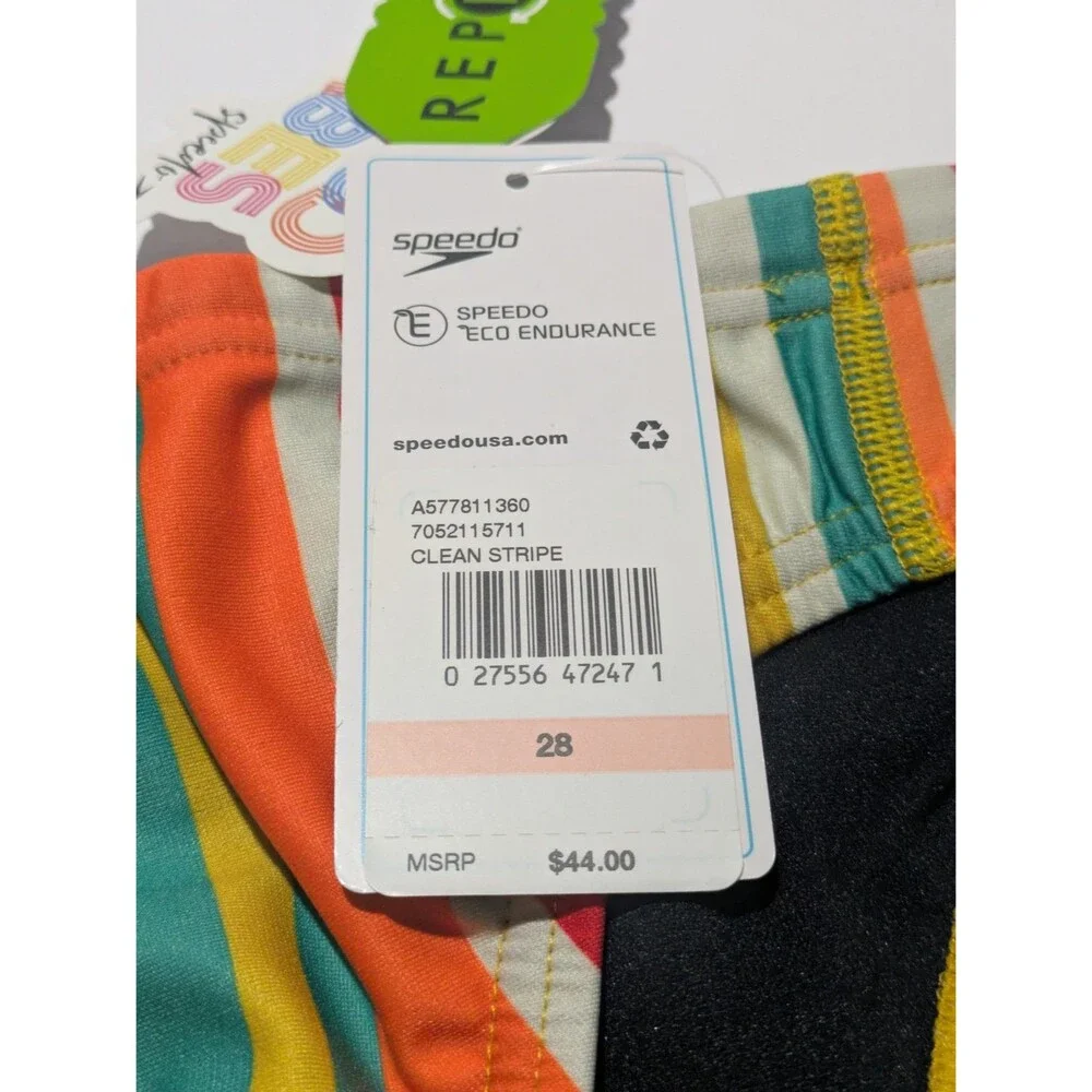 Speedo Eco Endurance Repreve Clean Stripe‎ Swim Brief Men's Size 28